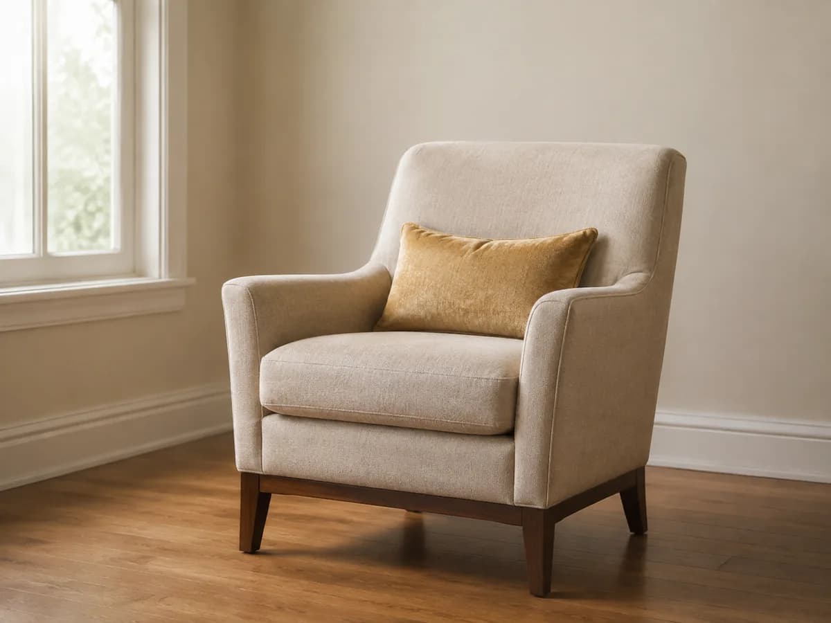 Upholstered reading chair photographed for the marketplace catalogue