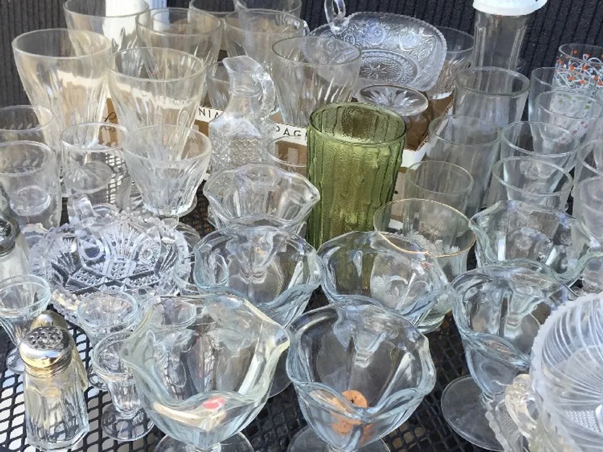 Large mixed collection of pressed glassware